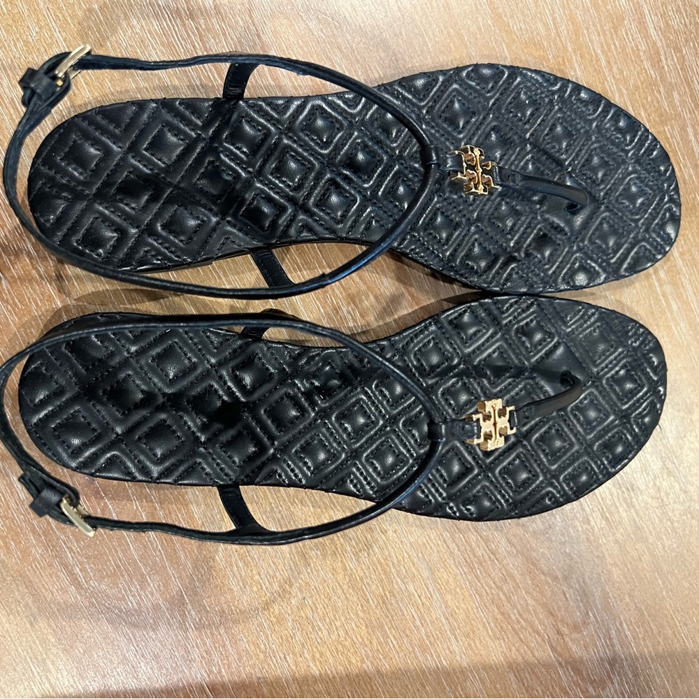 Tory Burch Black Sandals with T-Strap Design-like new